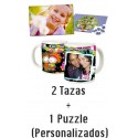 Pack SAN VALENTIN 2 tazas + Puzzle tamaño folio personalizable  (ENVIO GRATIS)