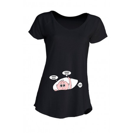 Camisetas Embarazadas Divertidas Quiero Salir!! Camiseta para embarazadas Talla Embarazadas S/M Diseño Embarazada Diseño Bebé Niño Colores Camisetas Embarazadas Negro
