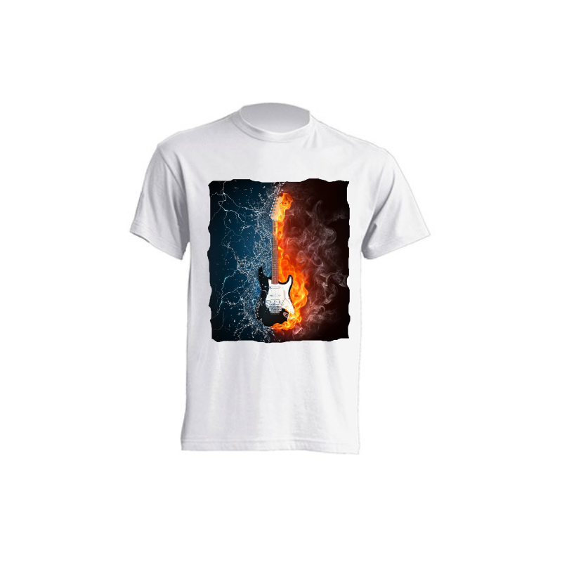 Camisetas de sublimación - Guitarra eléctrica entre llamas