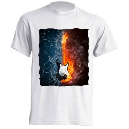 Camisetas de sublimación - Guitarra eléctrica entre llamas