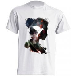 Camisetas de sublimación - Sombra de mujer con paloma
