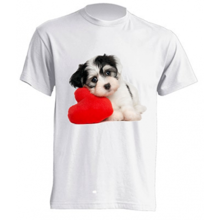 Camisetas de sublimación - Perrito en corazón rojo